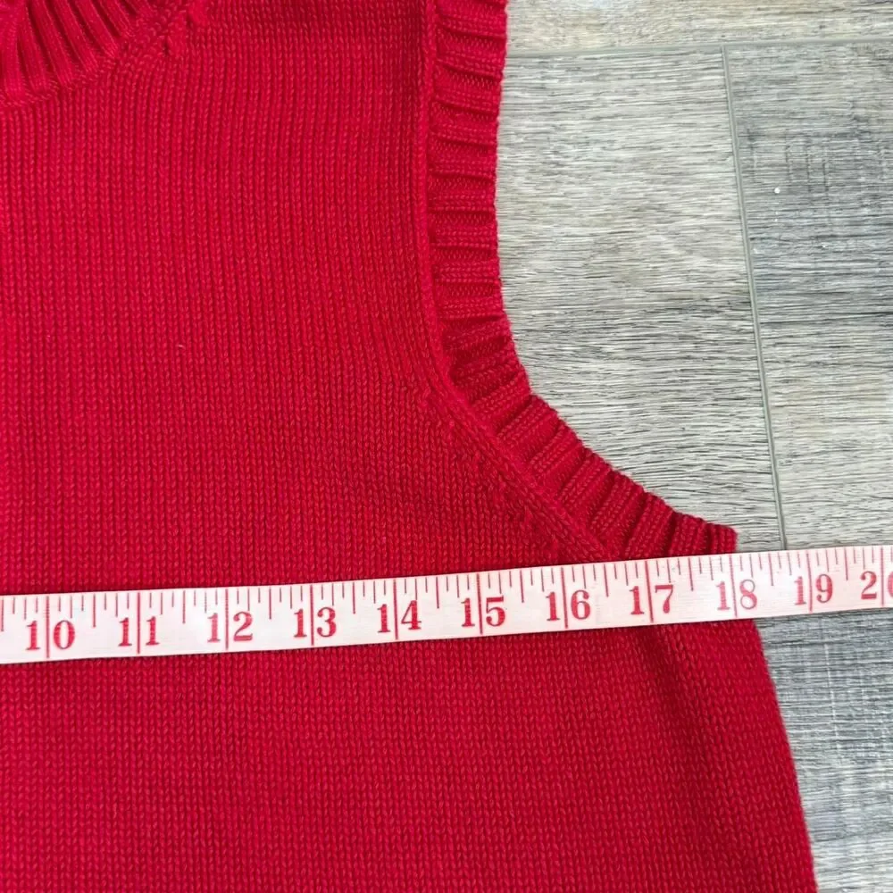 Vintage Red Sleeveless Zip Up Sweater Vest - Picture 5 of 7